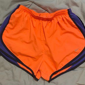 Nike Dri Fit Womens Running Shorts Orange Athletic Workout Tempo Panty L